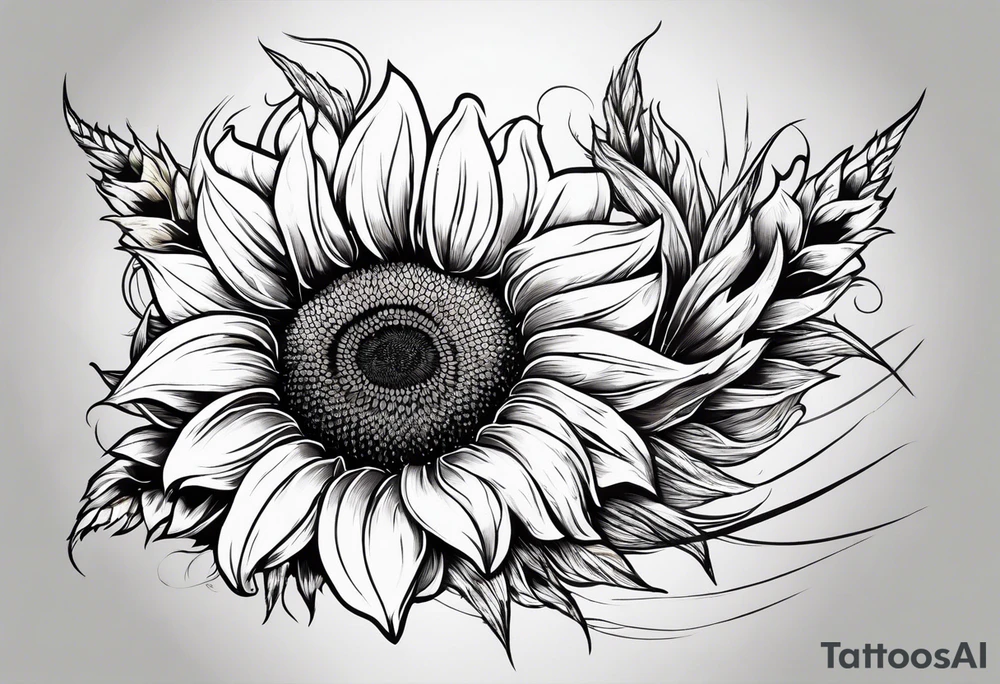 Sunflower, wheat, and barbed wire half sleeve tattoo idea