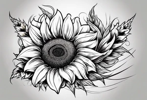Sunflower, wheat, and barbed wire half sleeve tattoo idea