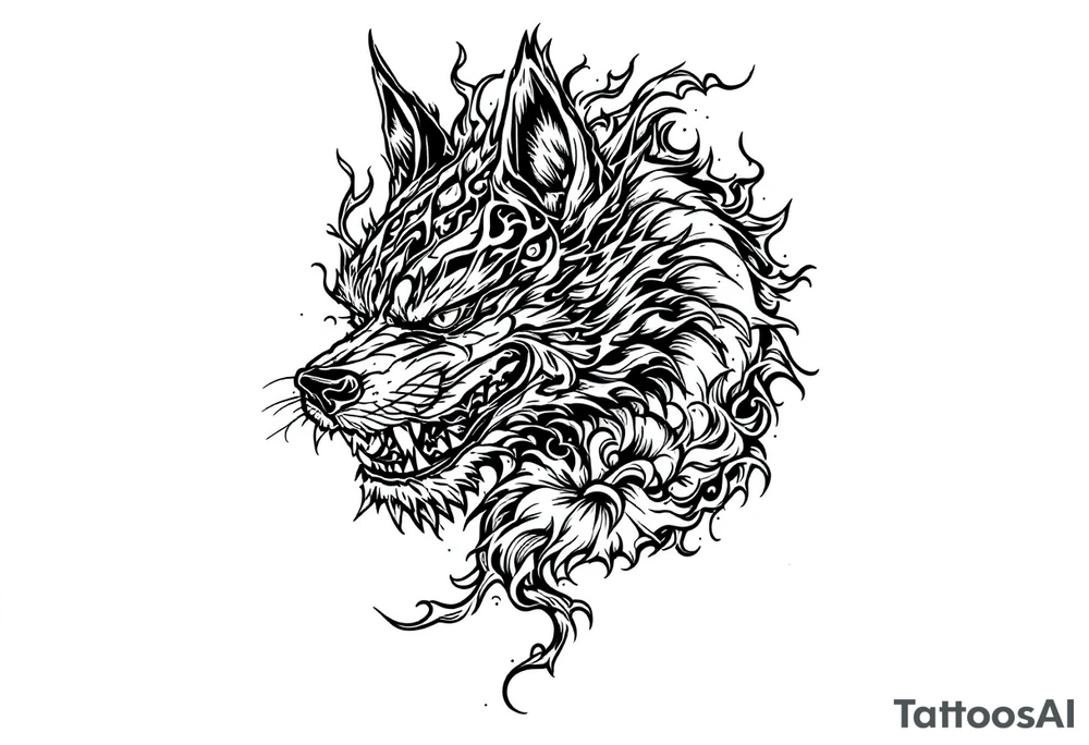 Japanese female Fu dog tattoo idea