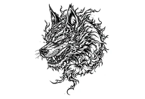 Japanese female Fu dog tattoo idea