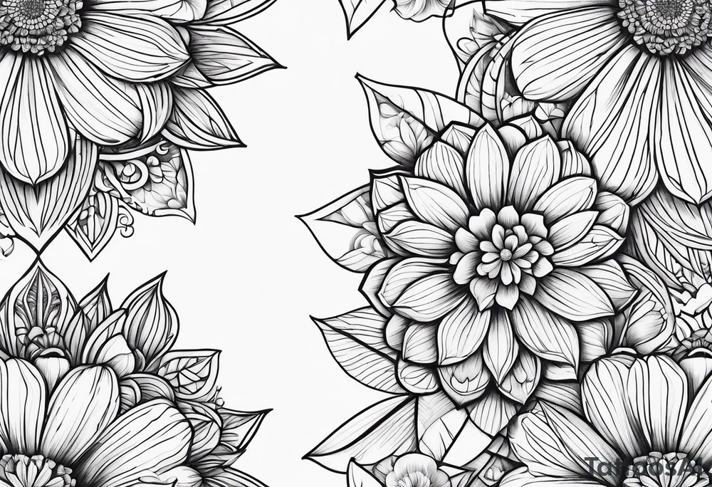 ornaments of flowers tattoo idea