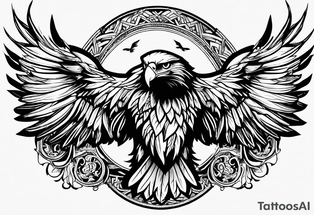 tattoo featuring an eagle, aggressive, possibly incorporate Irish imagery tattoo idea