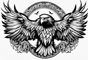 tattoo featuring an eagle, aggressive, possibly incorporate Irish imagery tattoo idea
