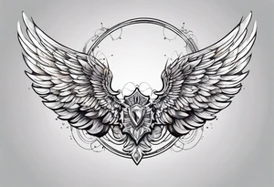 a pair of wings with a halo above them tattoo idea
