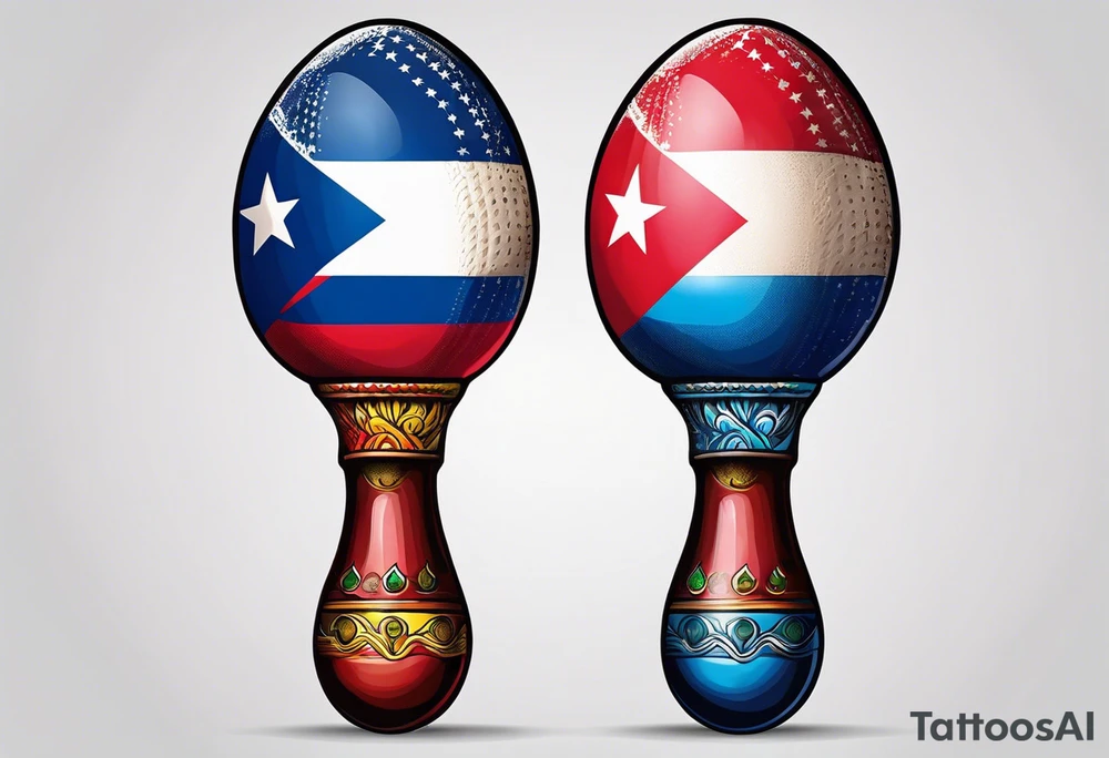 2 colorfull maracas with Cuban flag tattoo idea