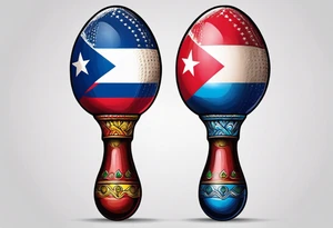 2 colorfull maracas with Cuban flag tattoo idea