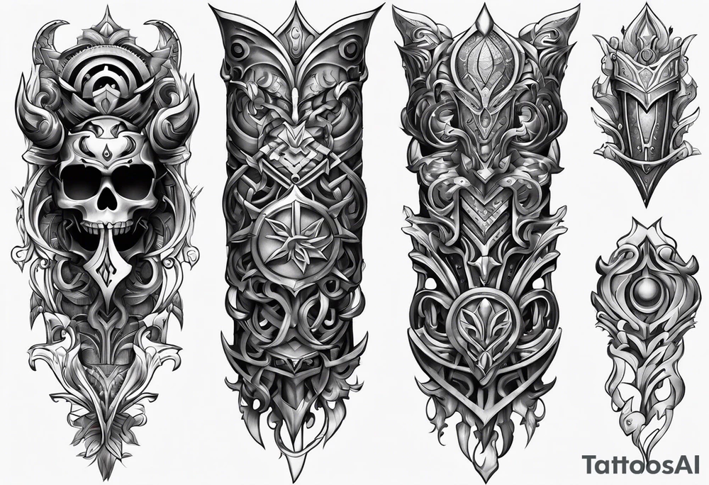 shin sleeve armor tattoo idea