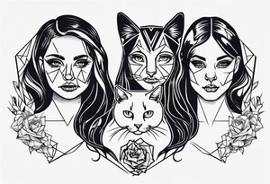 Three Sisters holdning a cat tattoo idea