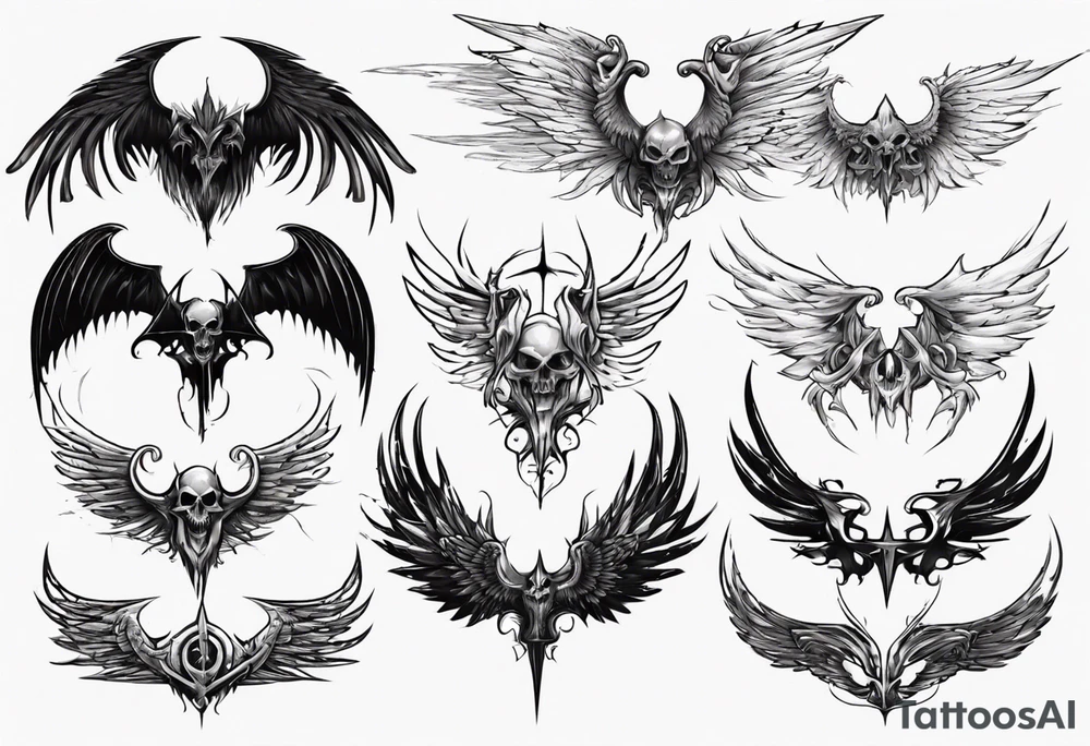 evil dark wings tattoo idea