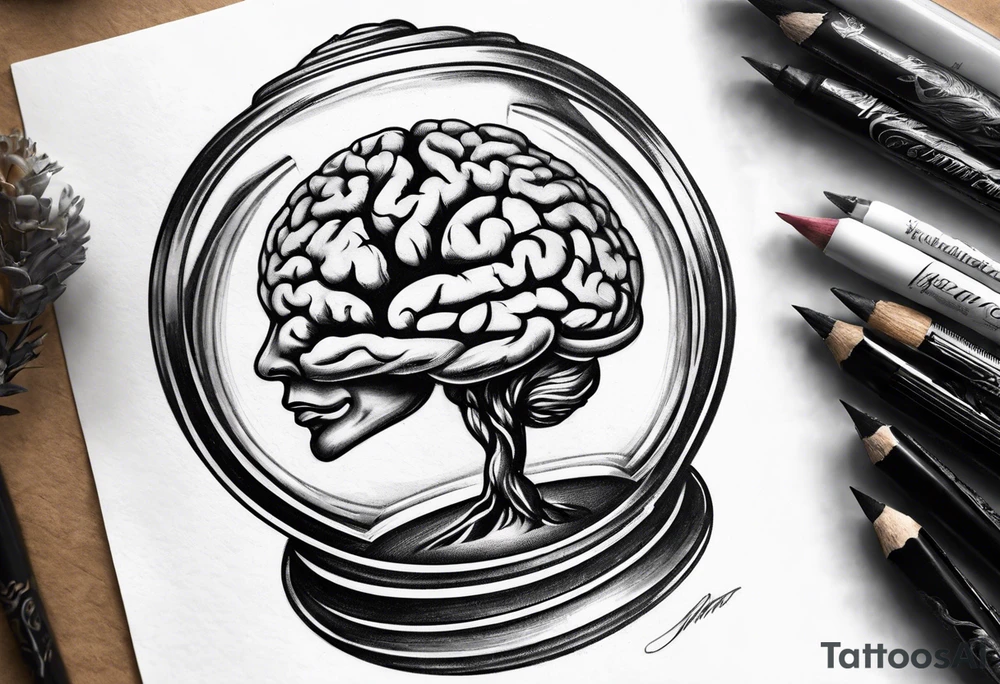 Human anatomical brain inside hourglass for man tattoo idea Human anatomical brain inside hourglass for man tattoo idea