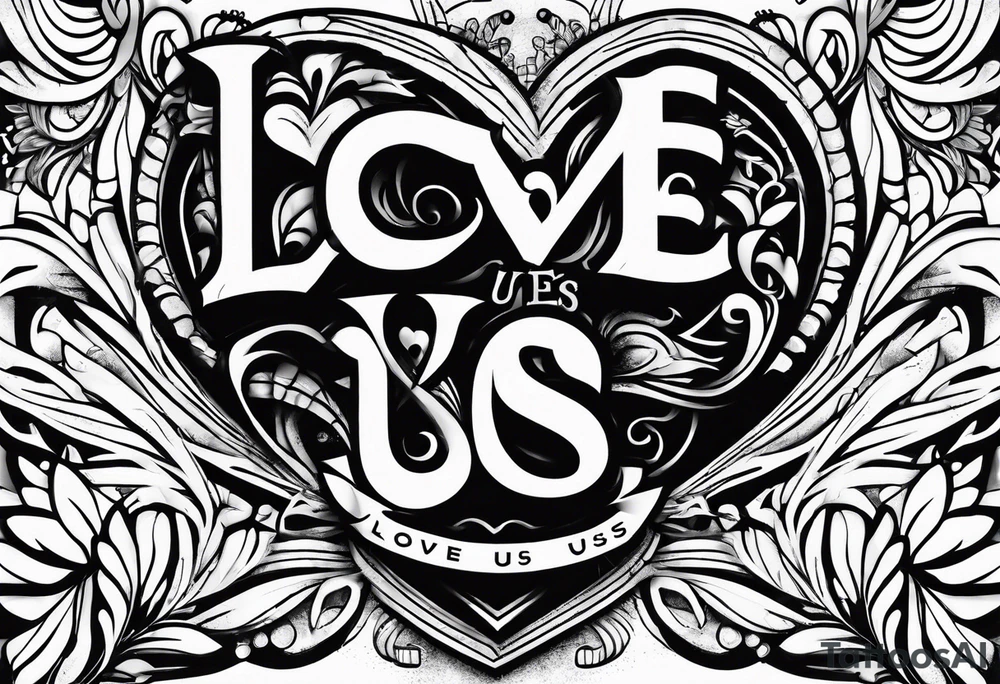 love us text tattoo idea
