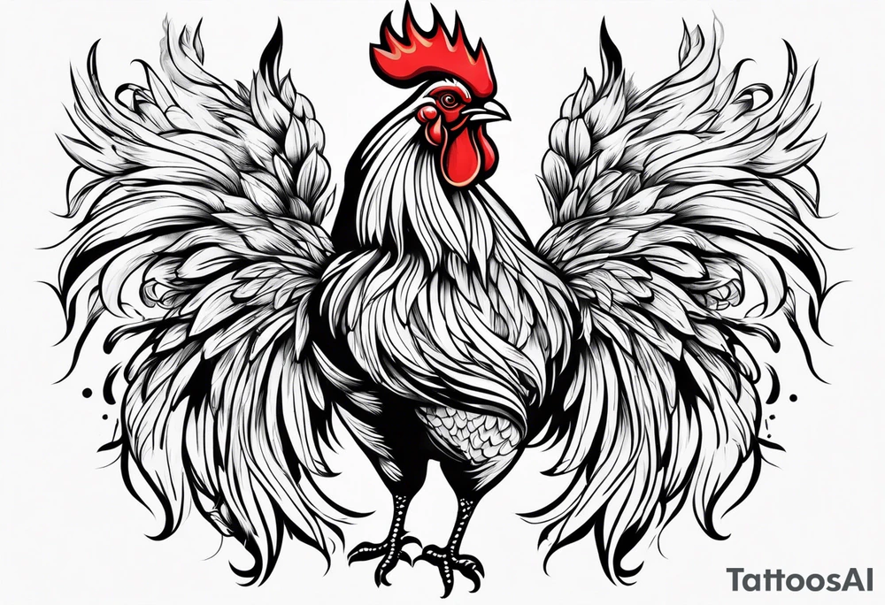 traditional style rooster flash tattoo idea