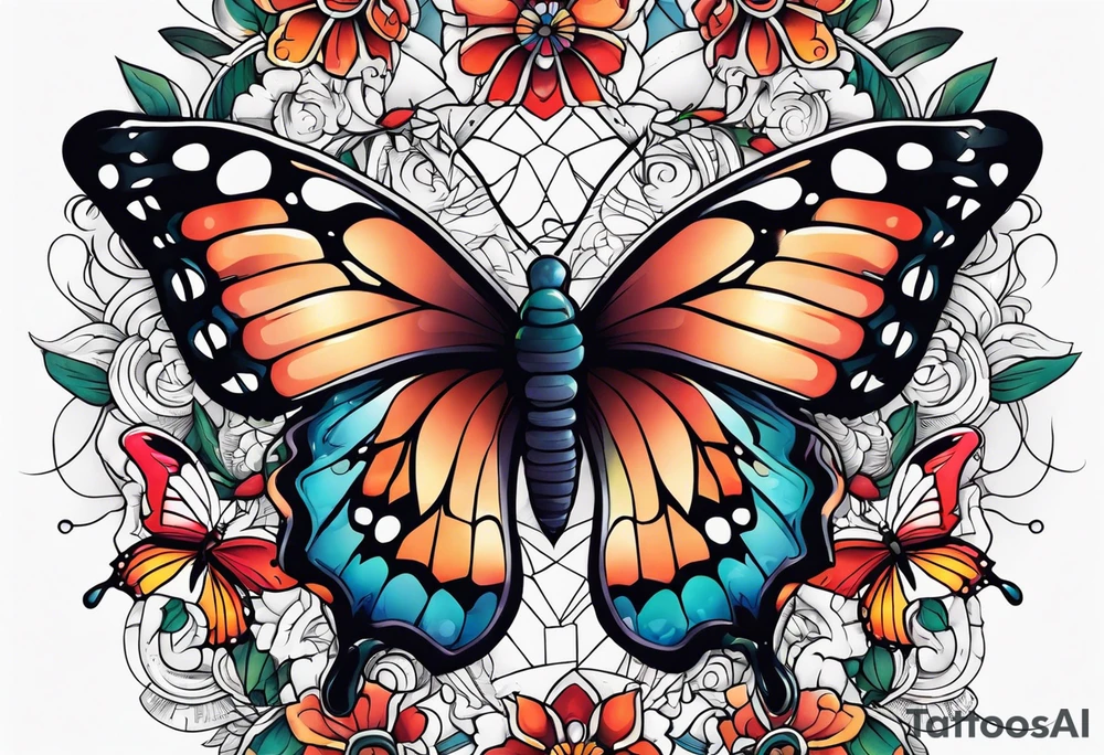 Butterflies surrounding a snake tattoo idea