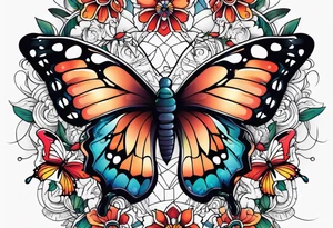 Butterflies surrounding a snake tattoo idea