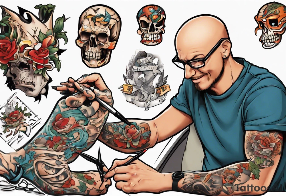 Todd Macalpine getting a tattoo close up tattoo idea