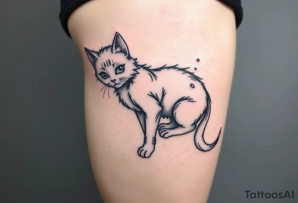 Ahego cat Anime Girl Full Nude Tattoo tattoo idea