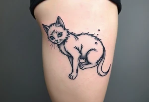 Ahego cat Anime Girl Full Nude Tattoo tattoo idea