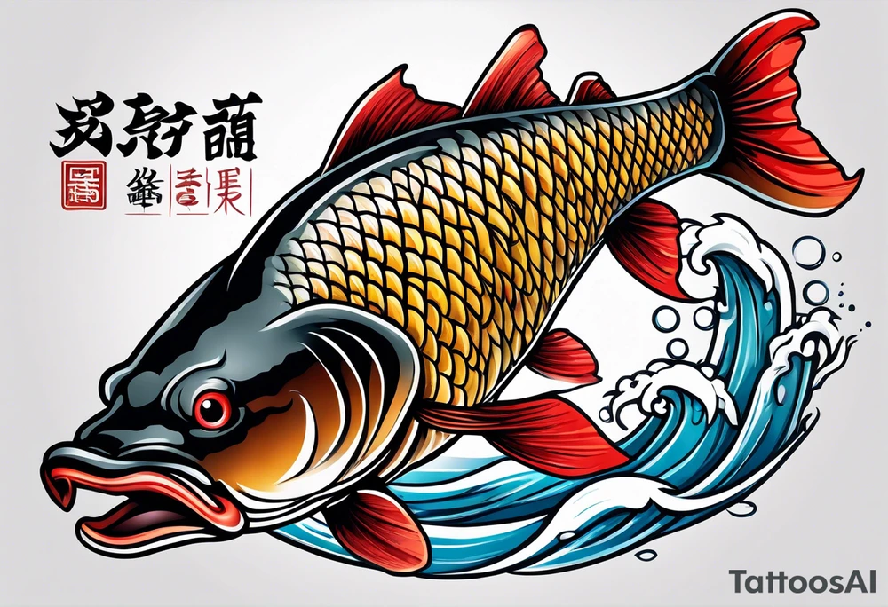 Japanese carp with Japan words tattoo idea