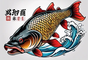 Japanese carp with Japan words tattoo idea