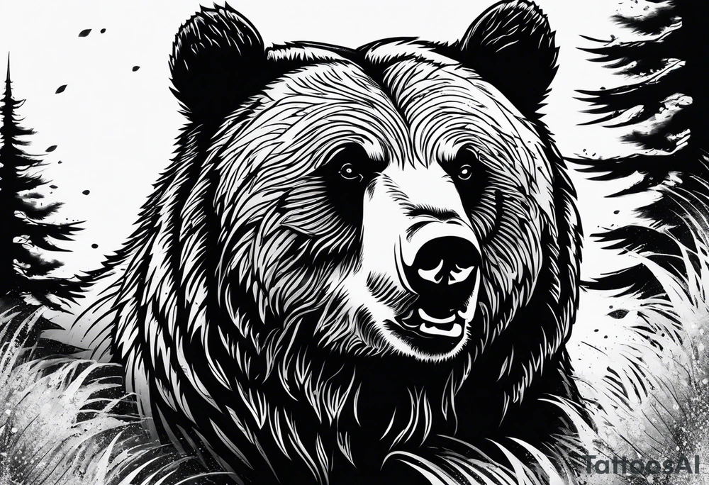Grizzly Bear with a look of strength in their eyes tattoo idea