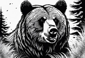 Grizzly Bear with a look of strength in their eyes tattoo idea
