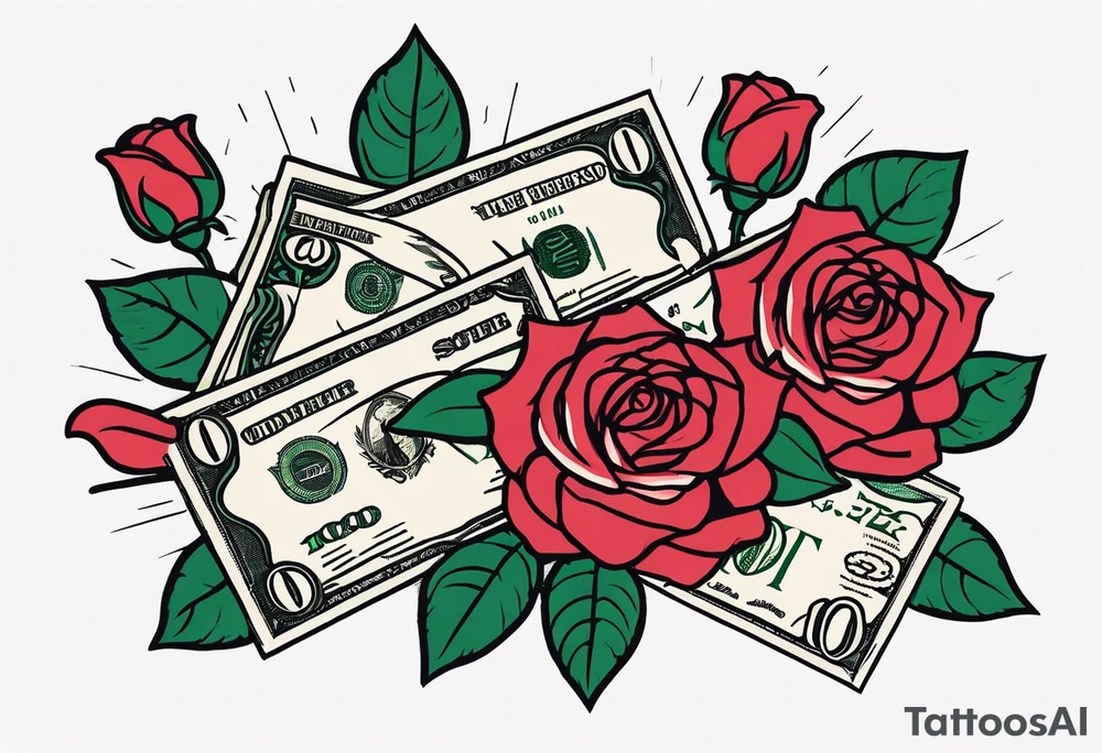 The flowers are money roses on American bills. tattoo idea