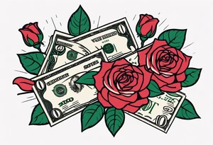 The flowers are money roses on American bills. tattoo idea