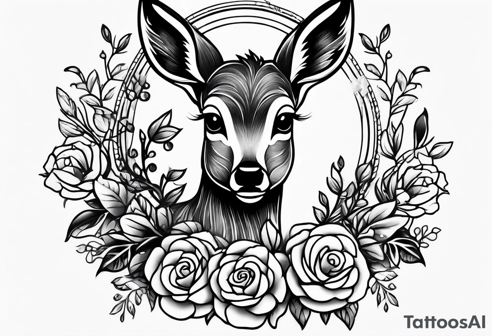 dark themed crying bambi fawn tattoo idea