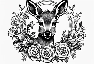 dark themed crying bambi fawn tattoo idea