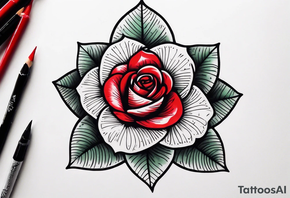 red rose, Mexican hat tattoo idea