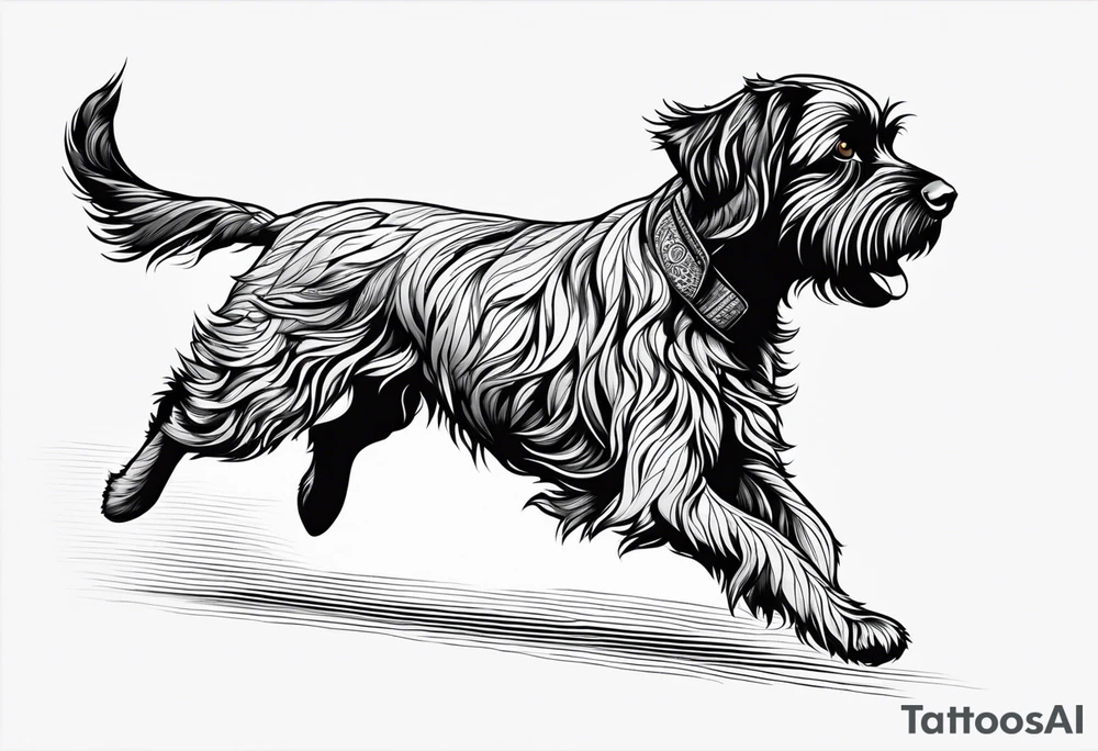 wirehaired pointing griffon full-speed running tattoo idea