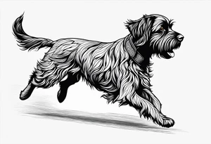 wirehaired pointing griffon full-speed running tattoo idea