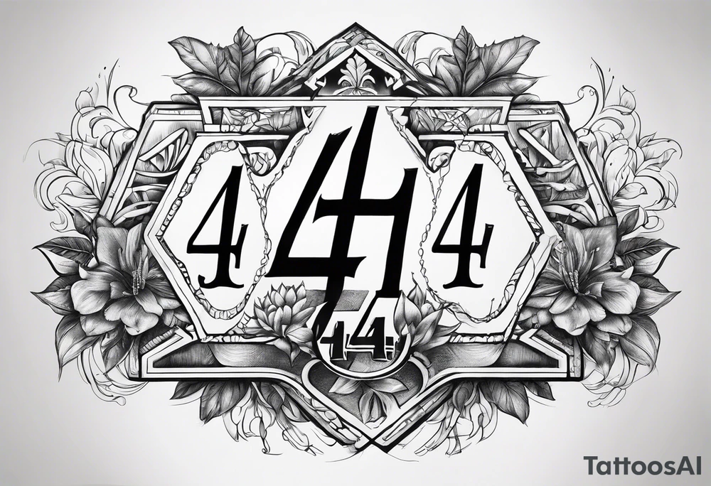 Draw me a tattoo with the numbers 444 tattoo idea