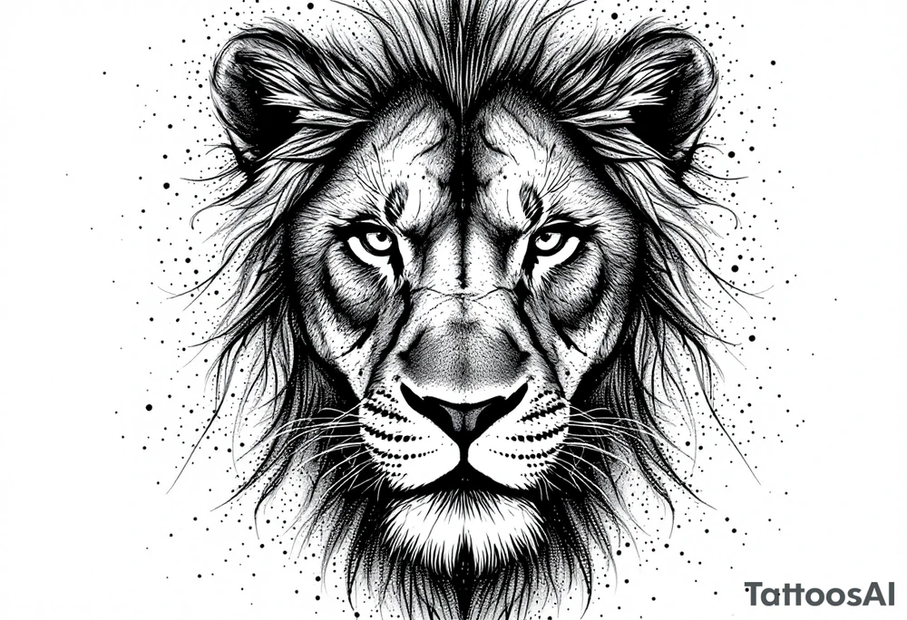 powerful majestic lion, close-up tattoo idea