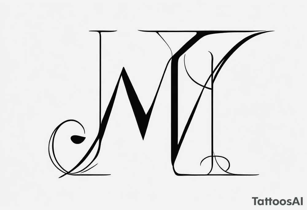 initials J M W E and a larger R tattoo idea