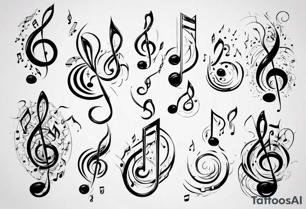 music note white color tattoo idea