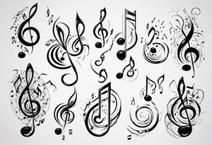 music note white color tattoo idea