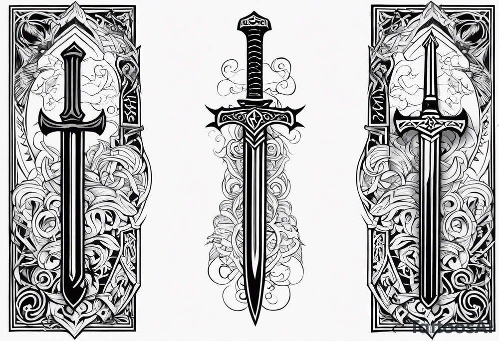 Valhalla sword viking funeral tattoo idea
