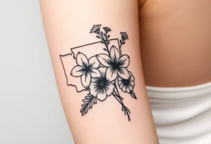 Washington state flower bouquet with texas state flower and Connecticut state flower tattoo idea