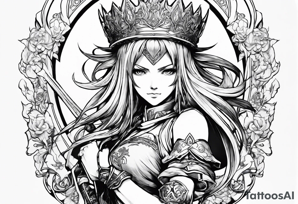 Beatrix from Final Fantasy 9 wielding Save the Queen tattoo idea