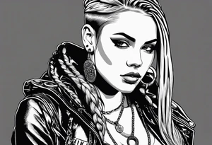 Bikergirl with boxer braids tattoo idea