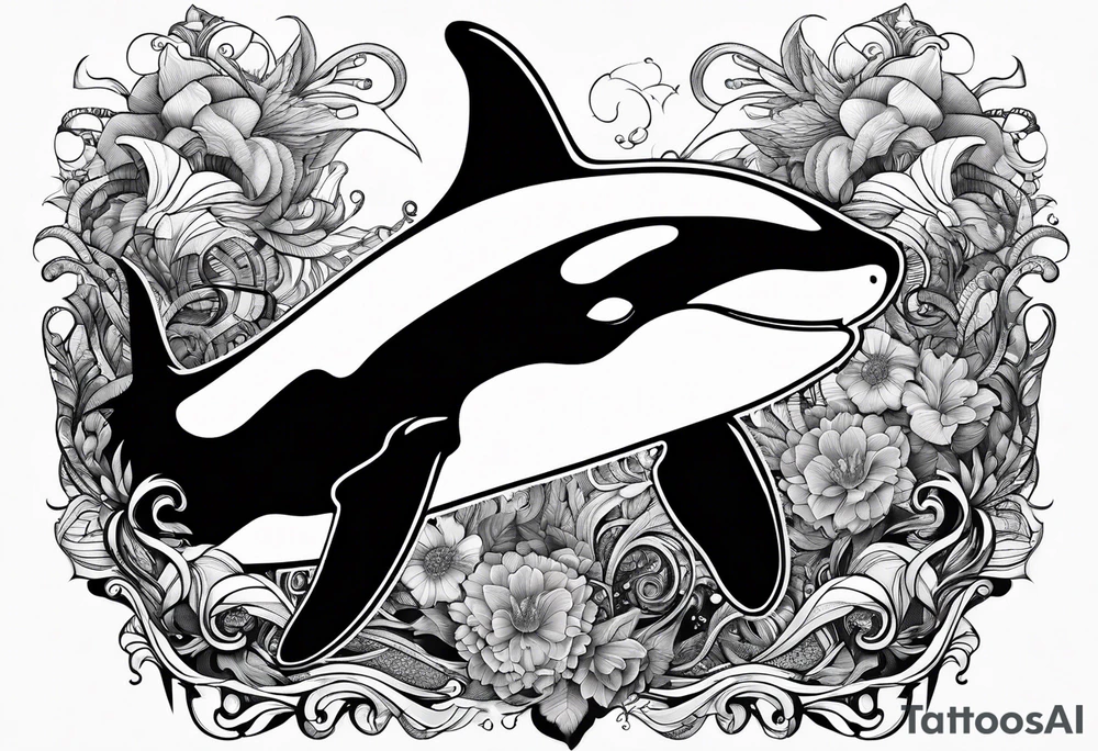 Orca whale mixed with lion tattoo idea