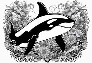 Orca whale mixed with lion tattoo idea