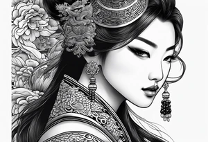 Chinese wall, realistic art,old school, Chinese tattoo idea