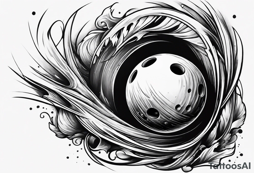 Bowling on bicep showing torn muscles tattoo idea
