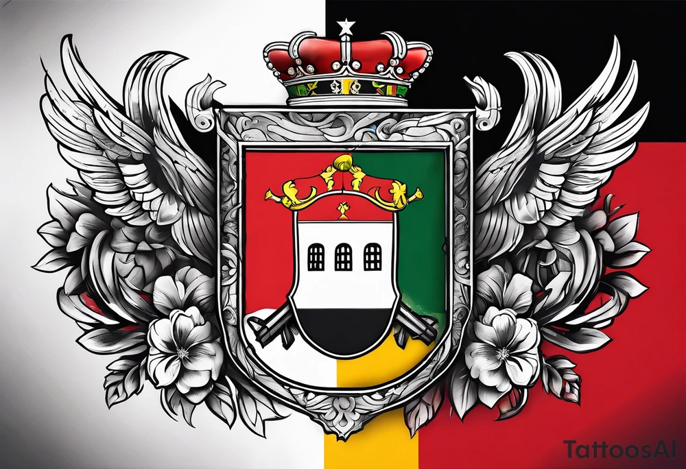 A Portuguese and a German flag mixed tattoo idea