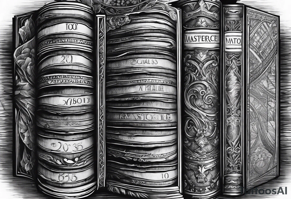 Stack of books with reference to time tattoo idea