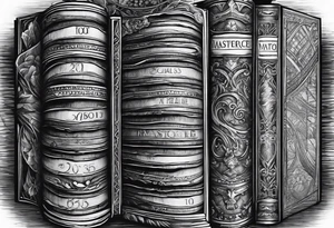 Stack of books with reference to time tattoo idea