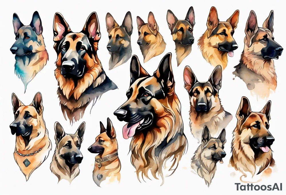 German shepherd profile tattoo idea