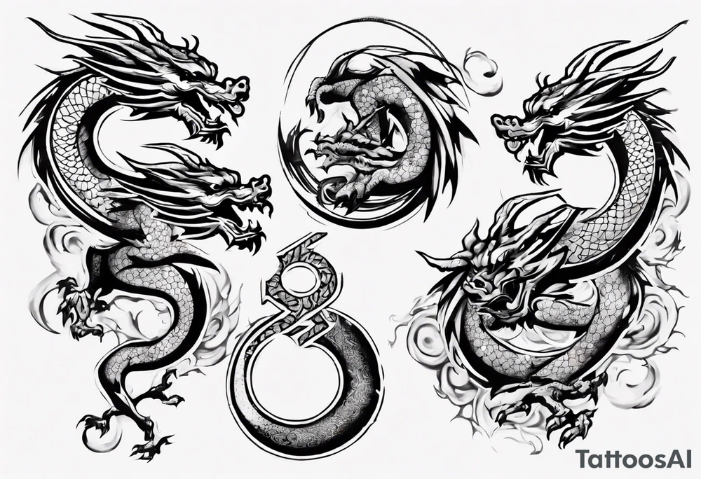 Number 24 with a Chinese dragon around it tattoo idea
